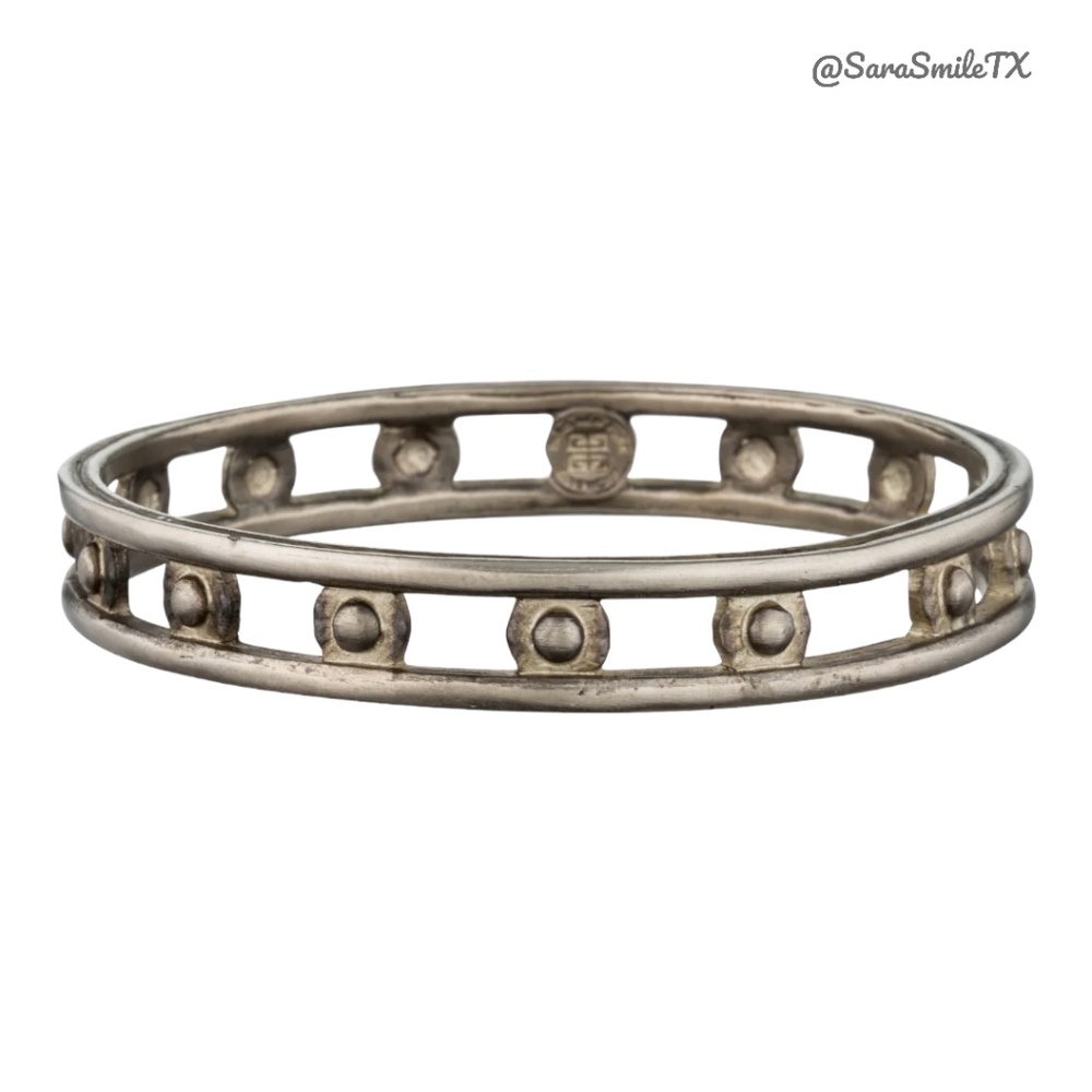 GIVENCHY Authentic Antiqued-Finish Silver-Tone Grecian Bangle Bracelet